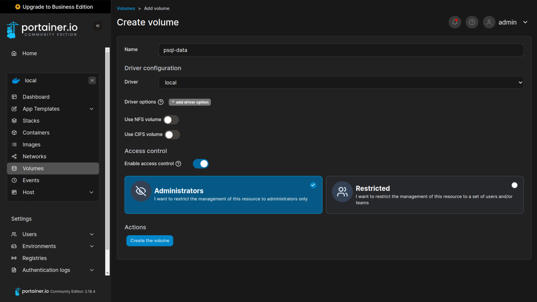 PostgreSQL in Docker CLI and Portainer