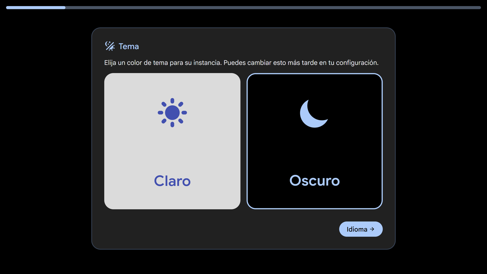 Selector para decidir entre el tema claro u oscuro para la interfaz de Immich.